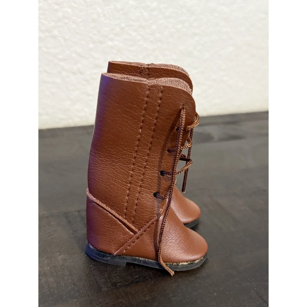 Vtg Dark Brown Lace Up Riding Boots Doll Shoe Tall